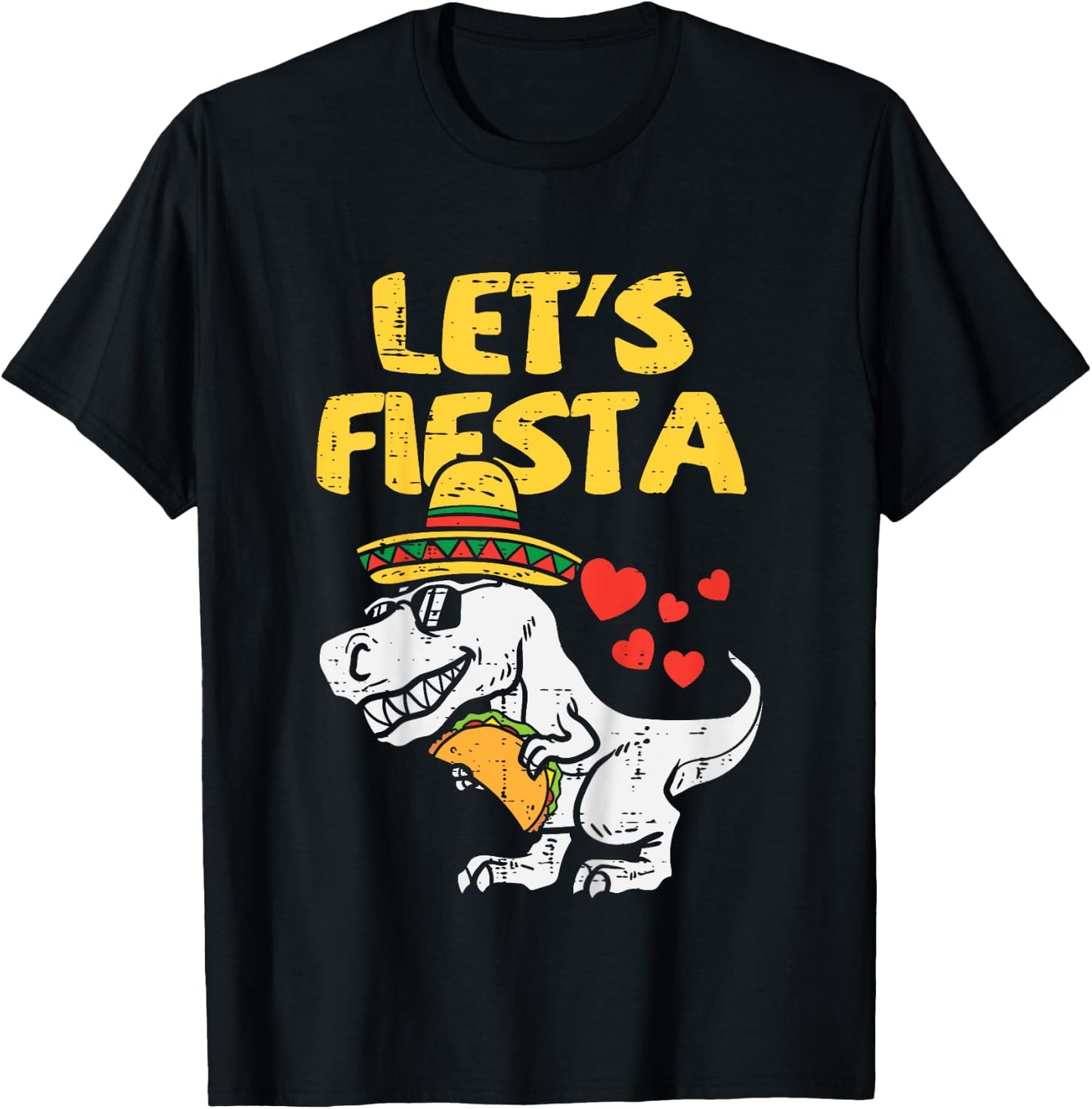Kids Lets Fiesta Trex Taco Toddler Boys Cinco De Mayo Kids Dino T-Shirt - T-Shirt | Black