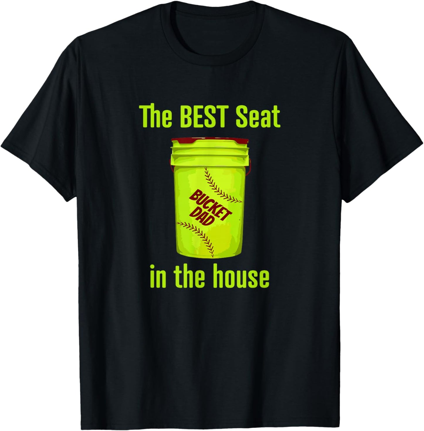 AS Softball Dad Best Seat in the House Pitcher Catcher T-Shirt - T-Shirt | Black