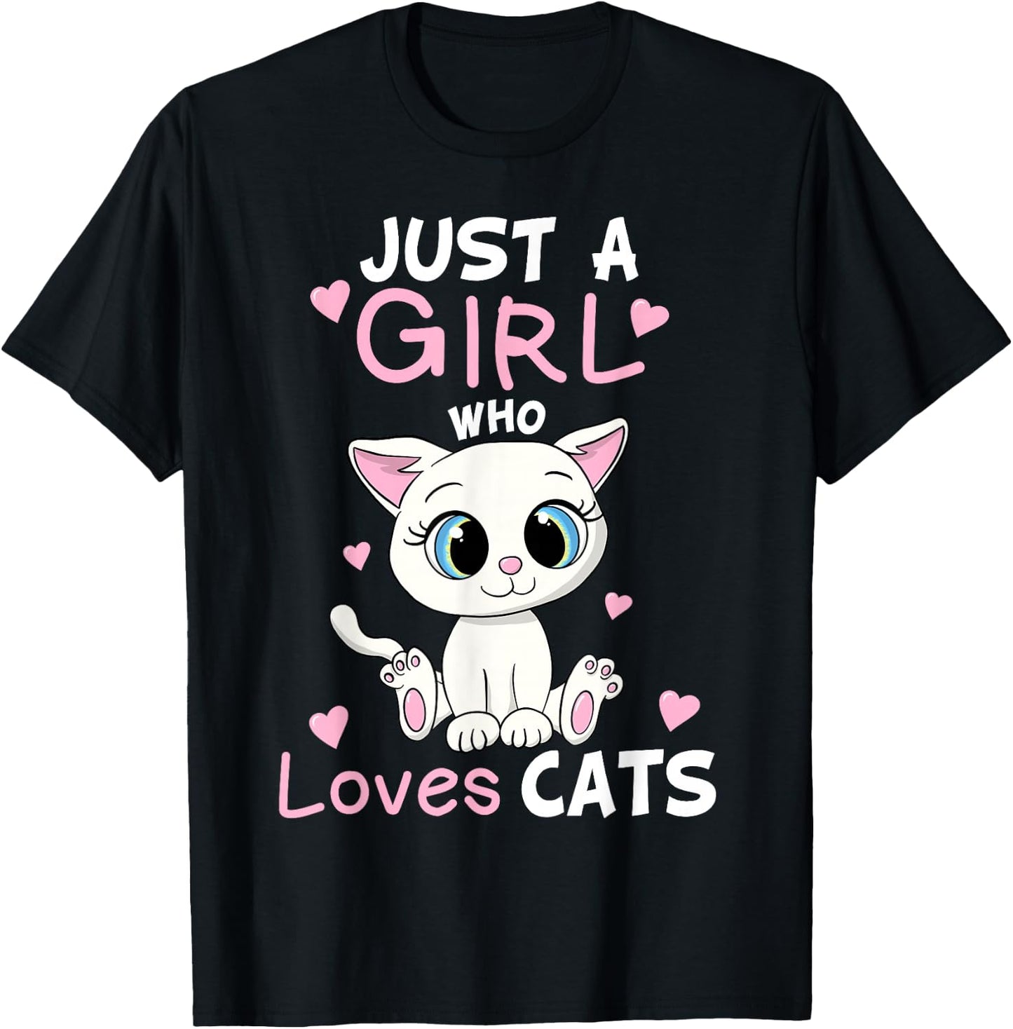 Just A Girl Who Loves Cats Funny Cute Kitten Lover Cat Gift Small T-Shirt - T-Shirt | Black
