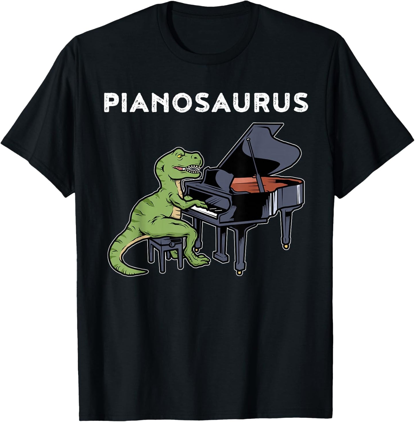 Grand Piano Shirt Kids Pianist Gift Dinosaur Music Piano T-Shirt - T-Shirt | Black
