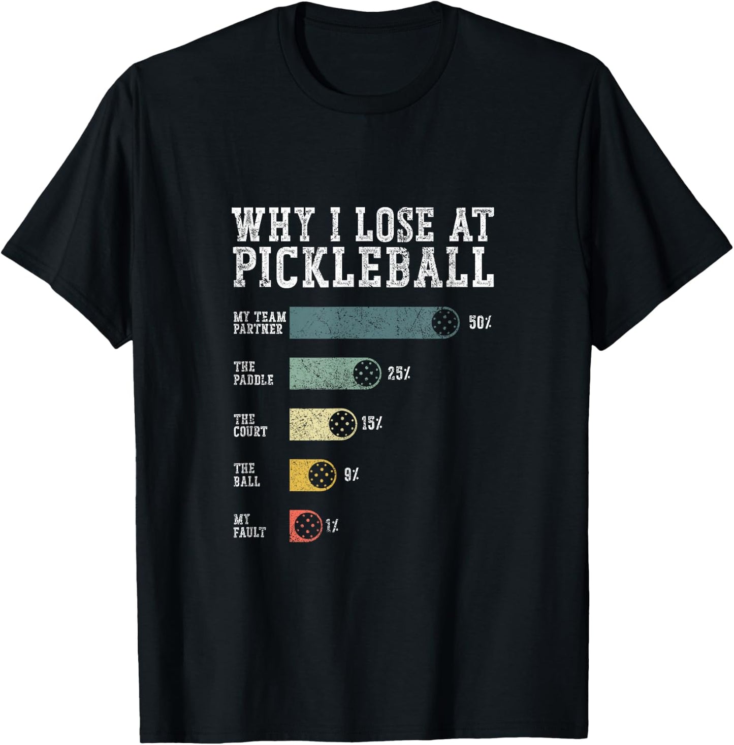 Why I Lose at Pickleball Humor Funny Pickleball Men Women T-Shirt - T-Shirt | Black