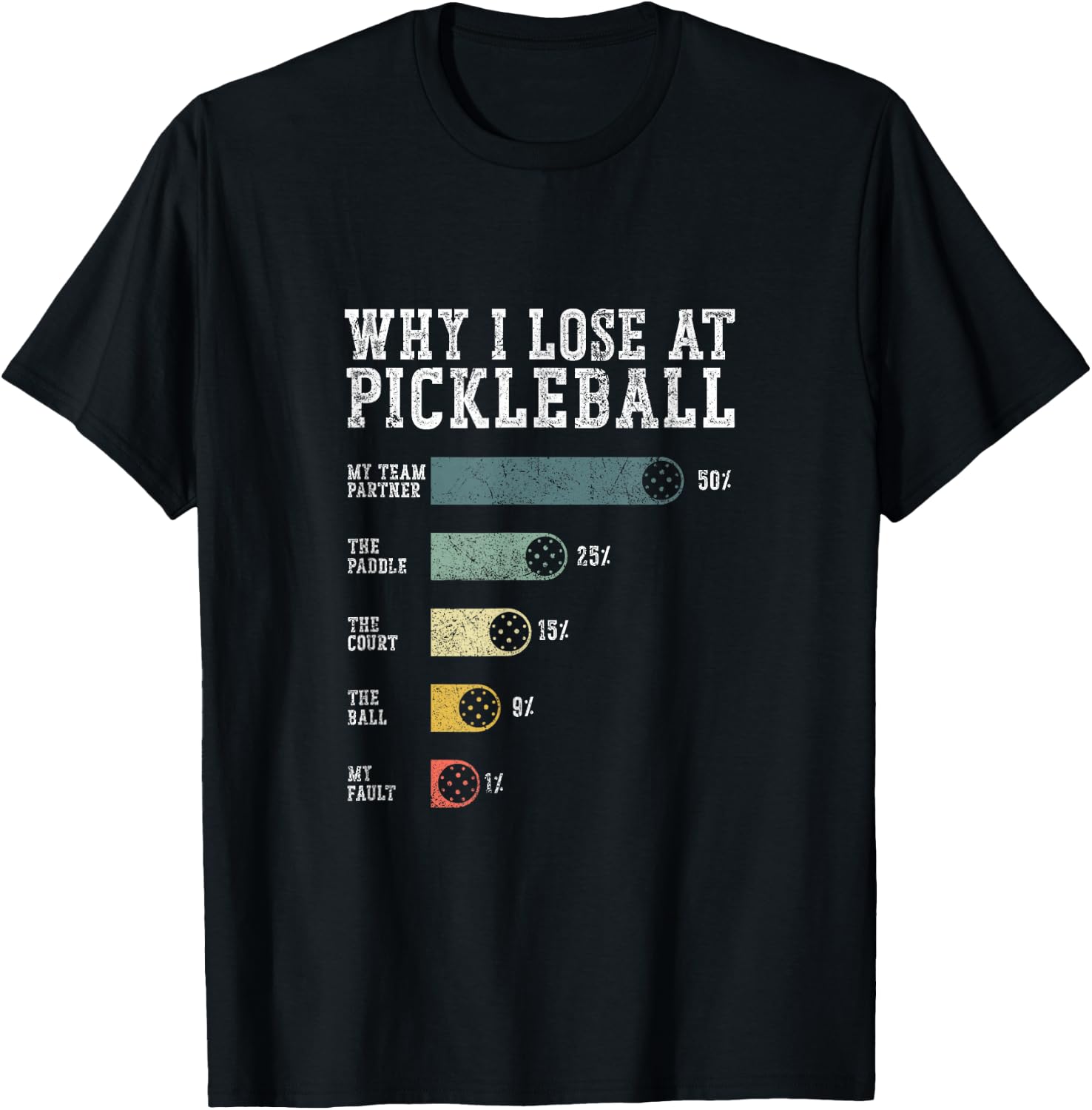 Why I Lose at Pickleball Humor Funny Pickleball Men Women T-Shirt - T-Shirt | Black