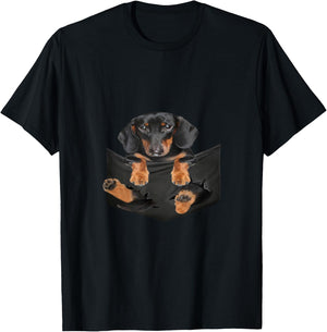 Dog Lovers Gifts Dachshund in a Bag Men Women Girls Kids T-Shirt - T-Shirt | Black