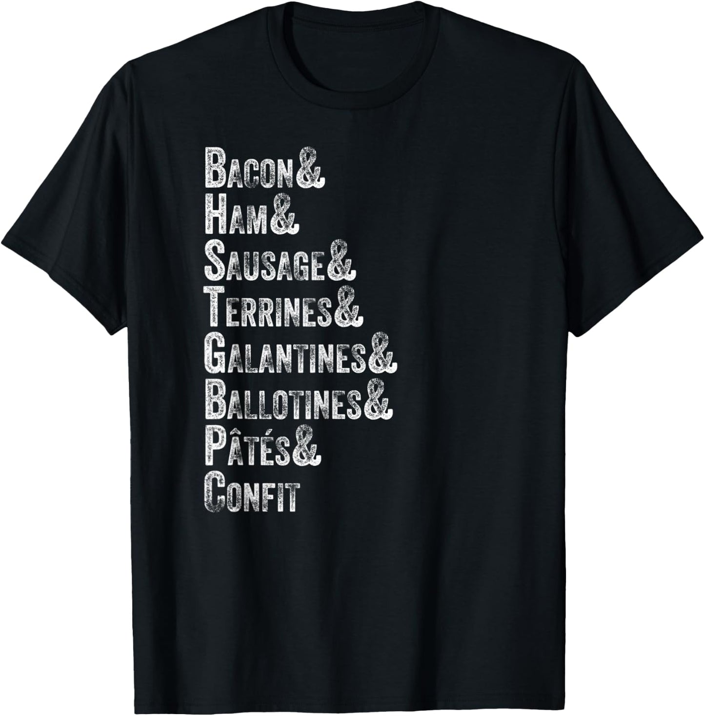 Charcuterie Board Restaurant Foodie Meat List Retro Vintage T-Shirt - T-Shirt | Black
