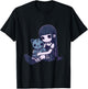 Goth Pastel Kawaii Anime Girl with Voodoo doll Teddy Cat T-Shirt - T-Shirt | Black