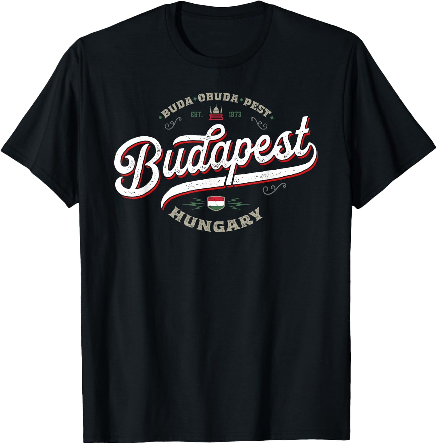 Budapest Hungary | Vintage Hungarian City Souvenir Travel T-Shirt - T-Shirt | Black