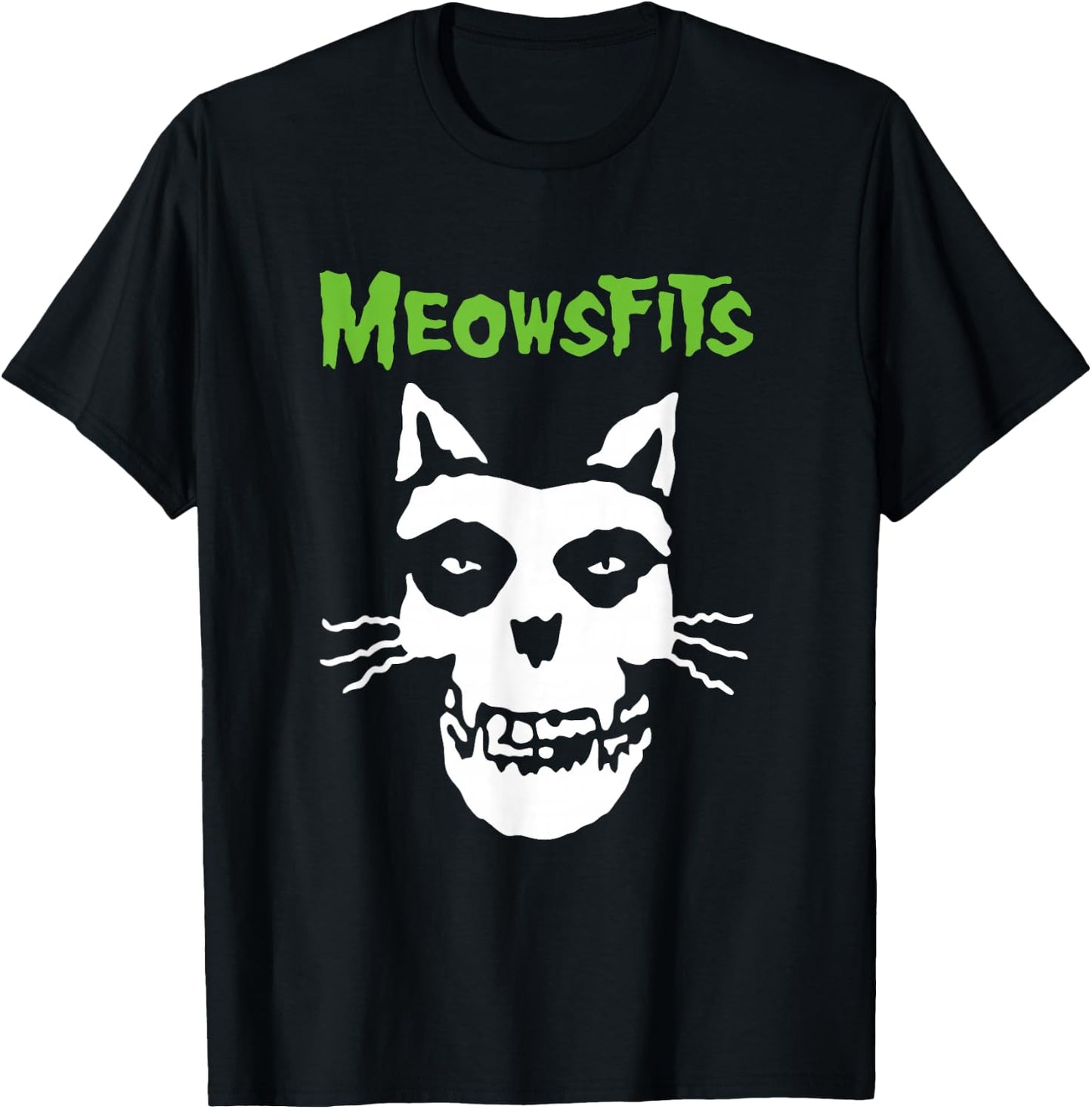 Meowsfits Cats Kittens Meow Funny Parody Band for Cat Lover T-Shirt - T-Shirt | Black