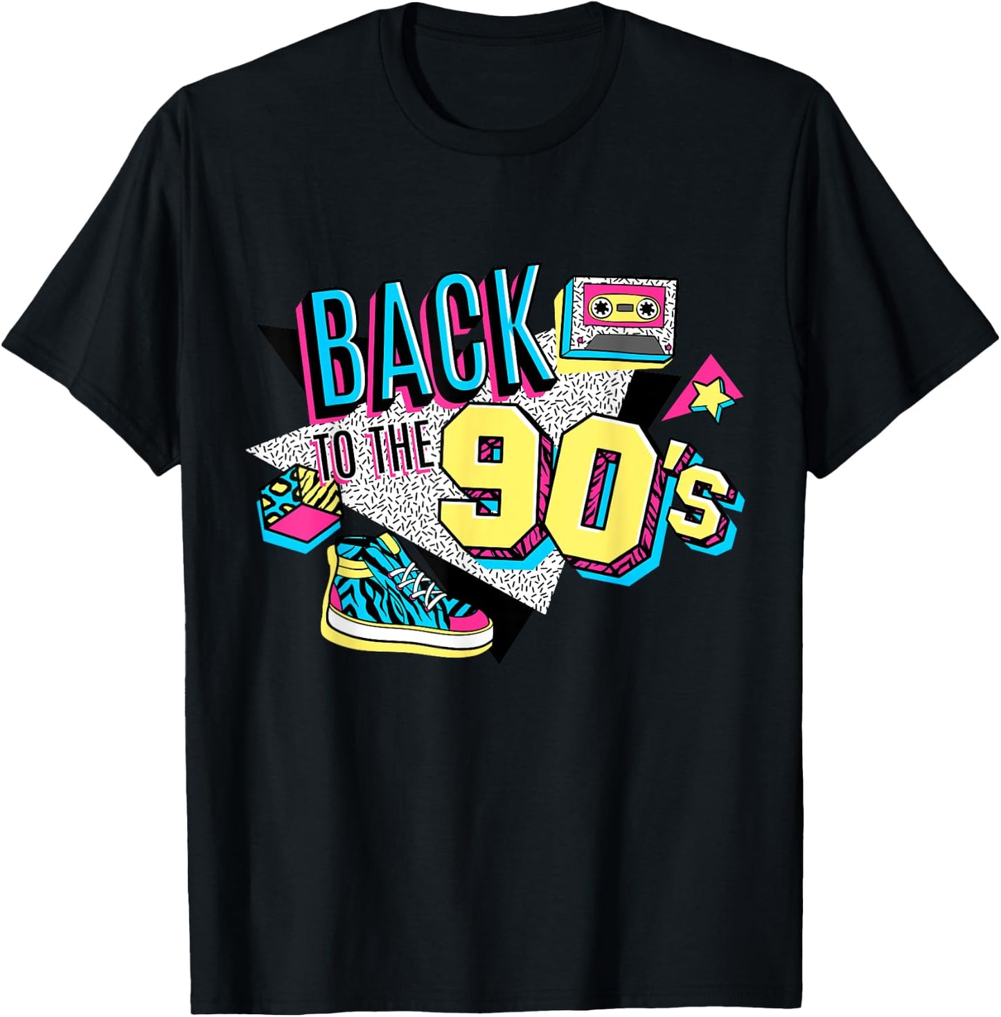 Men's Women's Kids Vintage Retro Back To 90's Graphic Design T-Shirt - T-Shirt | Black