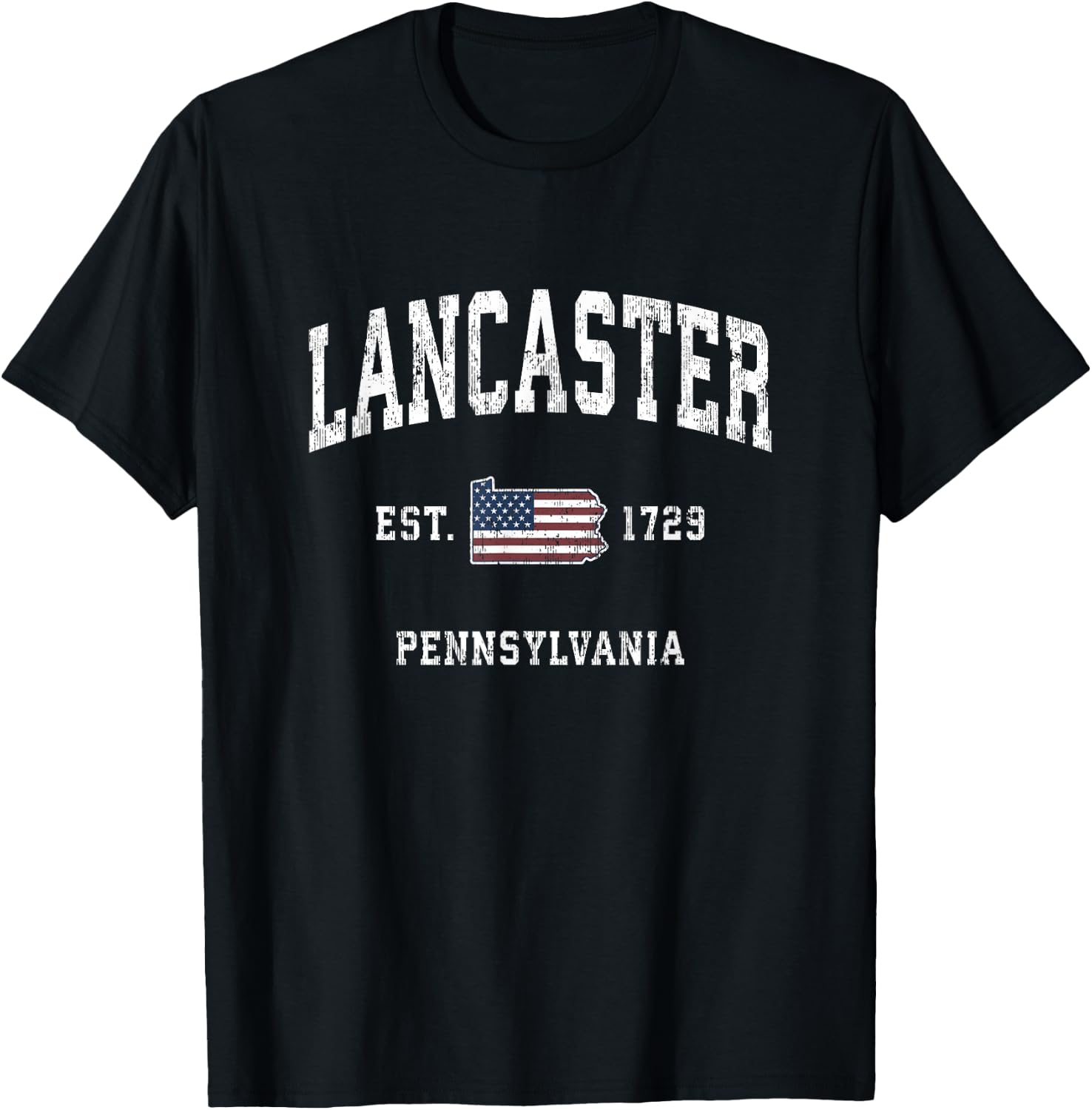 Lancaster Pennsylvania PA Vintage American Flag Sports Desig T-Shirt - T-Shirt | Black