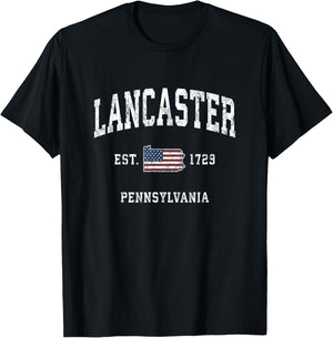 Lancaster Pennsylvania PA Vintage American Flag Sports Desig T-Shirt - T-Shirt | Black