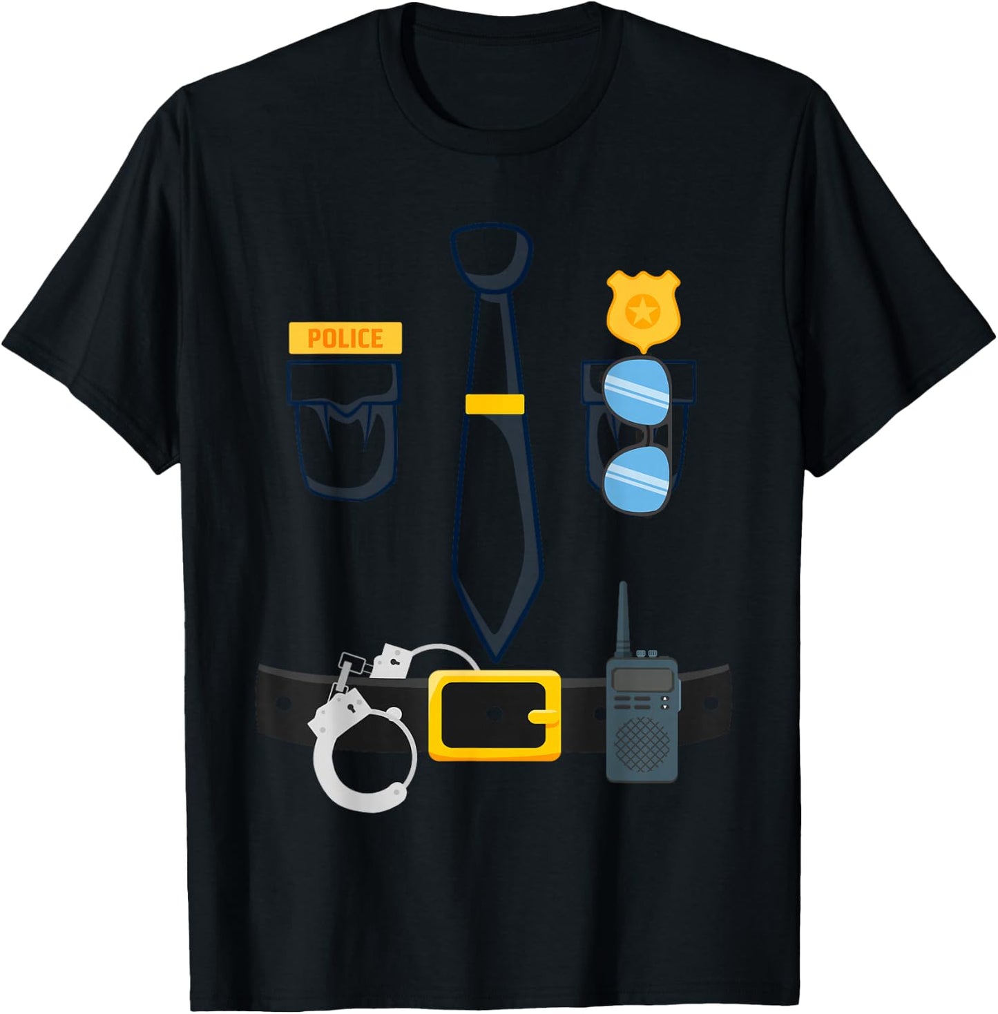 Halloween Police Officer Costume, Halloween cop Uniform T-Shirt - T-Shirt | Black