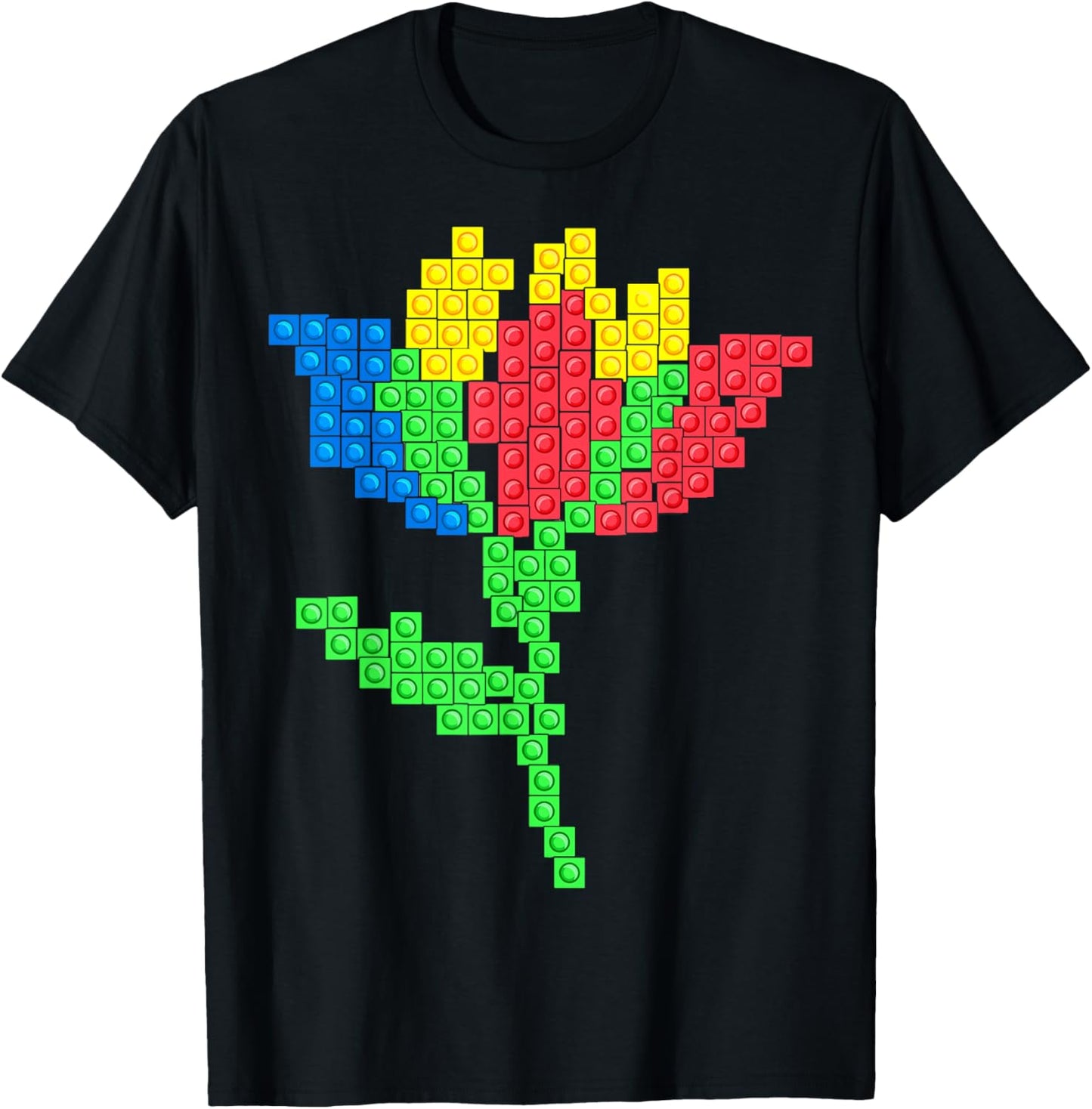 Master Builder Building Blocks Brick Flower T-Shirt - T-Shirt | Black
