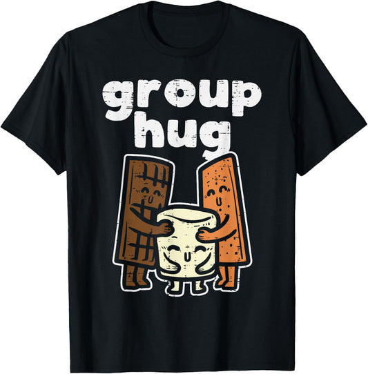 Group Hug Marshmallow Smore Funny Camping Pun Camper Family T-Shirt - T-Shirt | Black