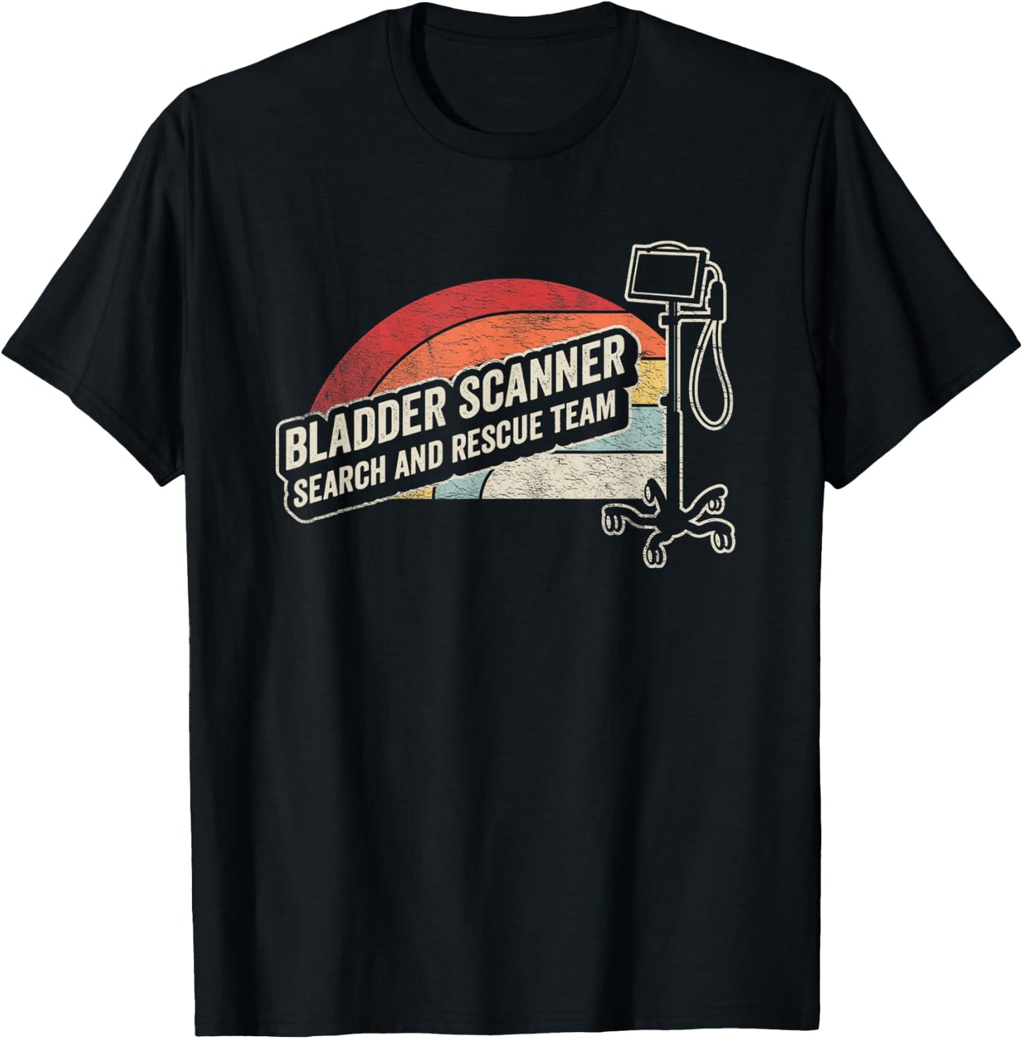 Retro Vintage Funny Nurse Shirt Bladder Scanner Search Team T-Shirt - T-Shirt | Black