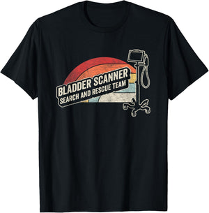 Retro Vintage Funny Nurse Shirt Bladder Scanner Search Team T-Shirt - T-Shirt | Black
