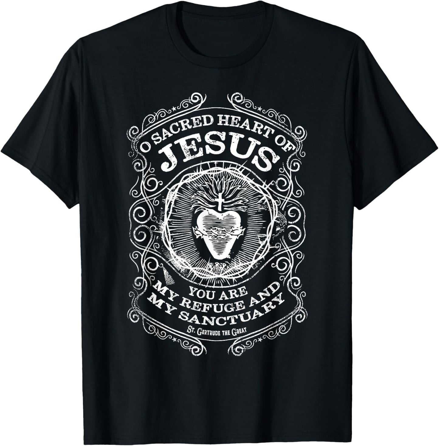 Sacred Heart of Jesus St Gertrude the Great Catholic Saint T-Shirt - T-Shirt | Black