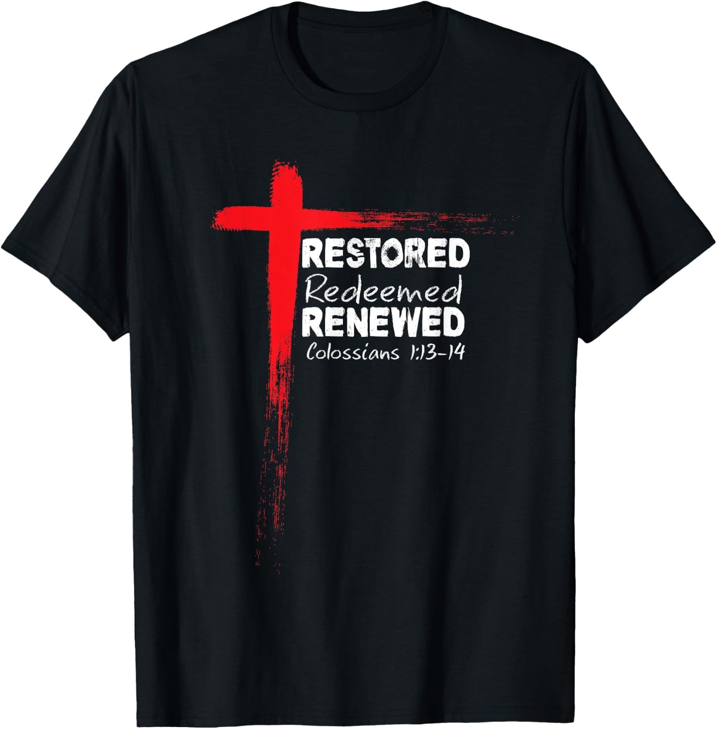 Christian Bible Verse Colossians 1:13-14 Cross T-Shirt - T-Shirt | Black