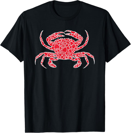 Crab Hearts Valentine's Day Decapod Ocean Lover Girl Gift T-Shirt - T-Shirt | Black