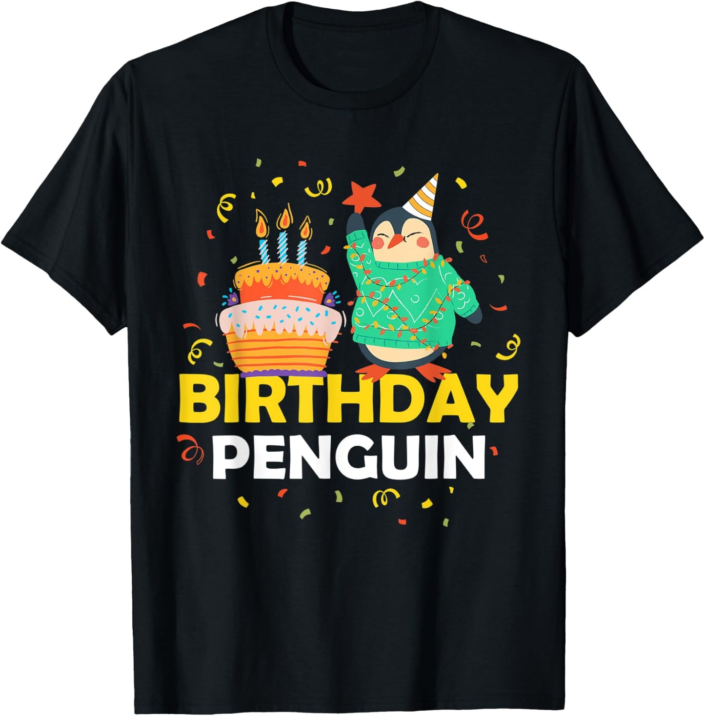 Birthday Penguin T-Shirt - T-Shirt | Black