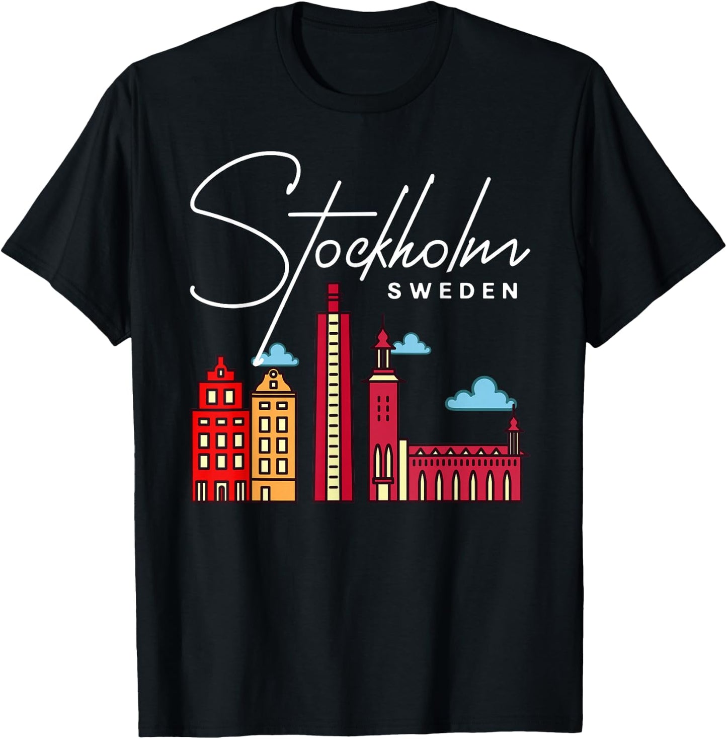 Stockholm Sweden City Skyline Map Travel T-Shirt - T-Shirt | Black