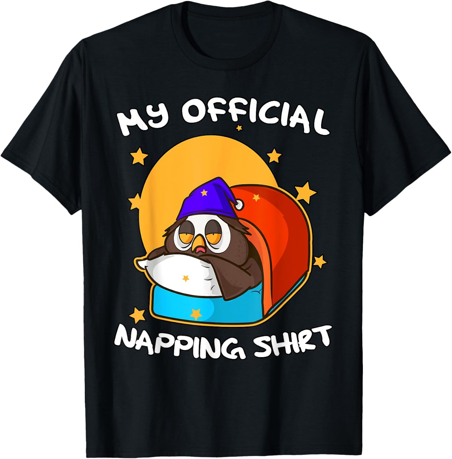 Funny Sleeping Owl Bird Pyjamas Gift Cute Official Napping T-Shirt - T-Shirt | Black