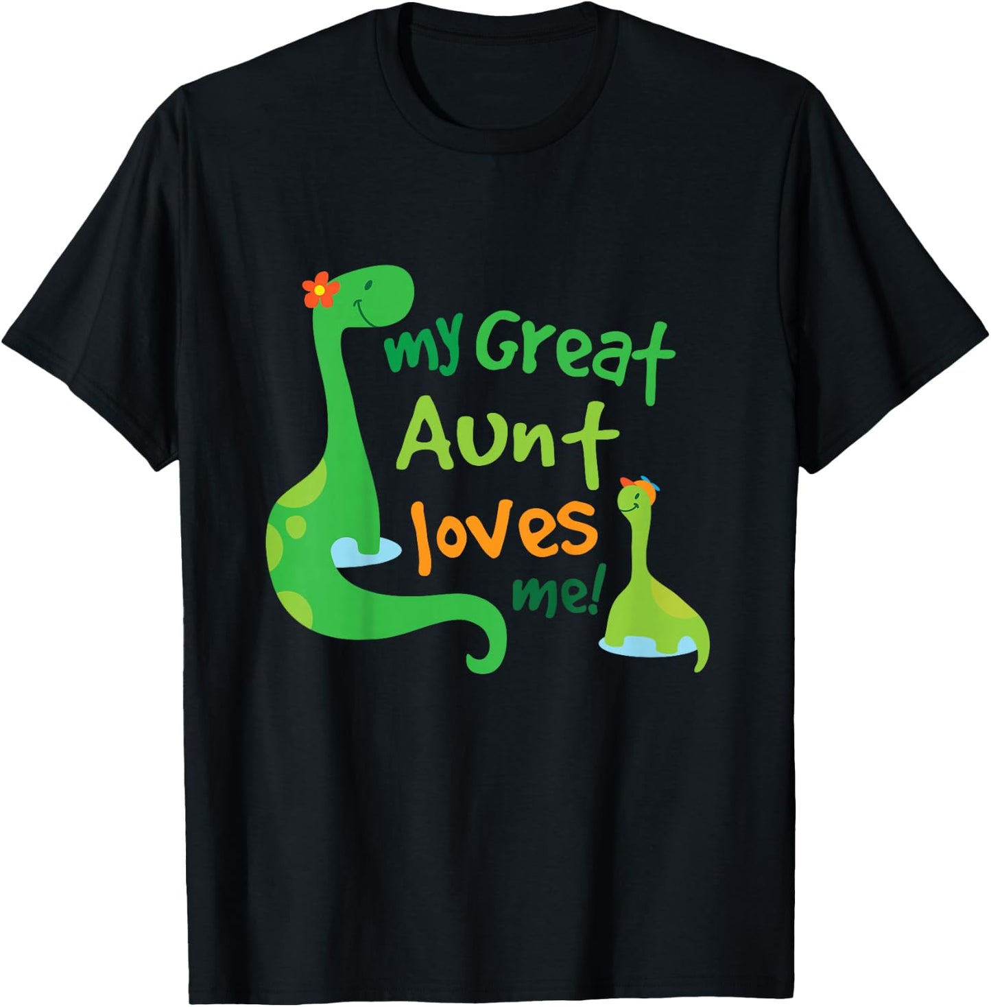 Kids My Great Aunt Loves Me Dinosaur Nephew T-Shirt - T-Shirt | Black