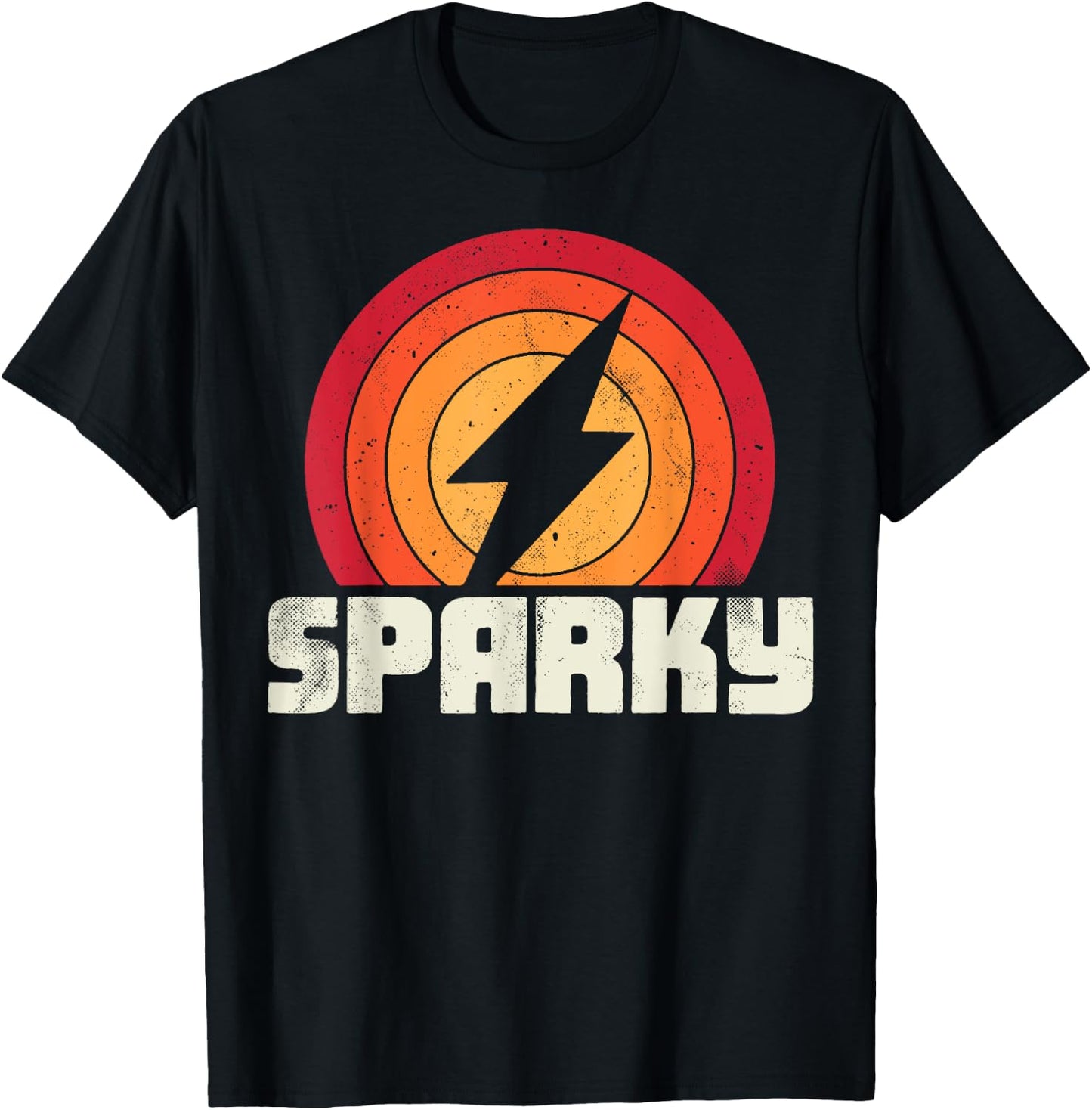 Sparky Electrician Funny Lineman Dad Retro Vintage Novelty T-Shirt - T-Shirt | Black
