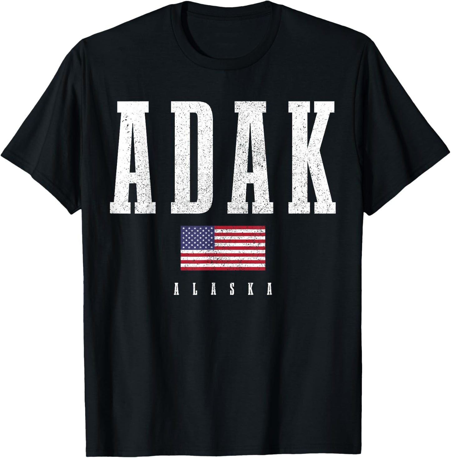 Adak Alaska American Flag Patriotic T-Shirt - T-Shirt | Black