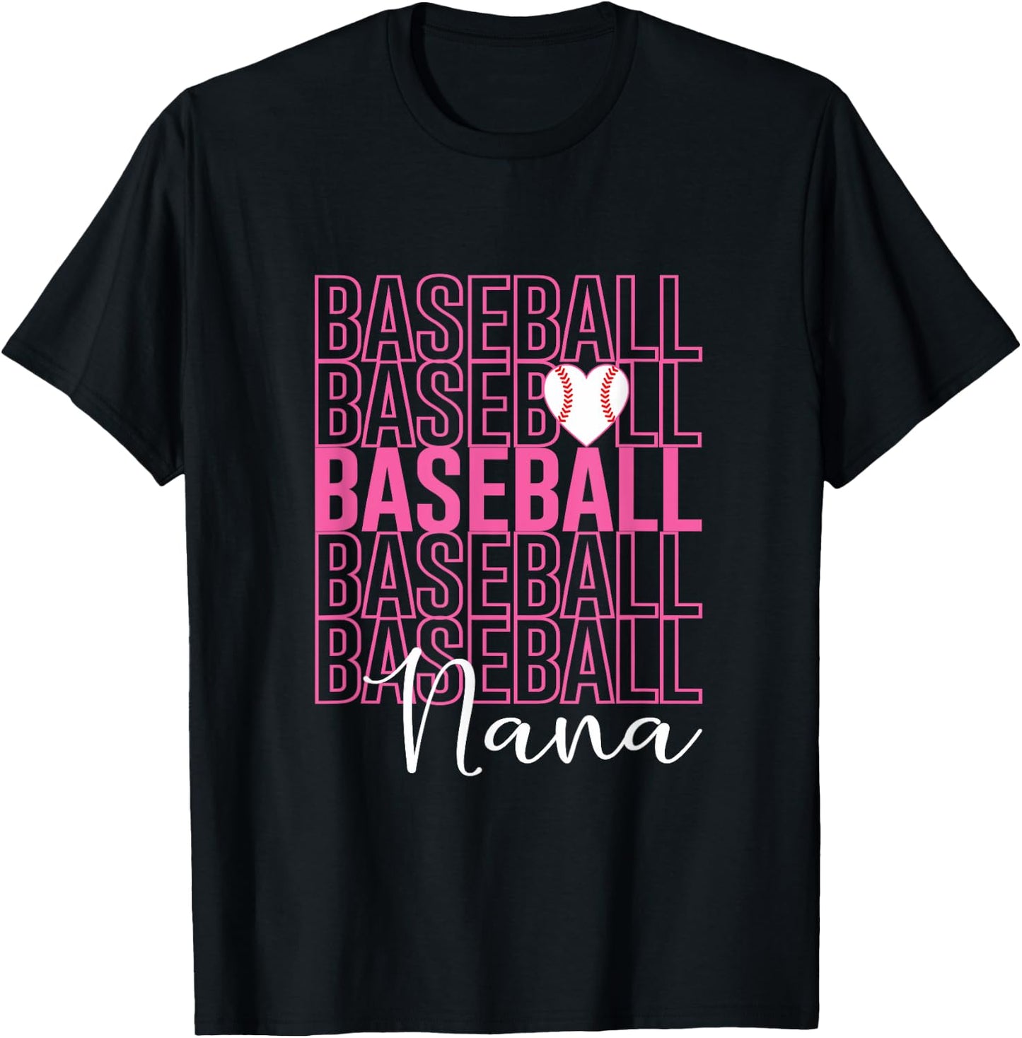 Baseball Nana Design T-Shirt - T-Shirt | Black