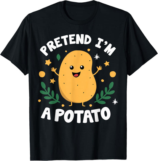 Pretend I'm A Potato Funny Lazy Halloween Matching Costume T-Shirt - T-Shirt | Black