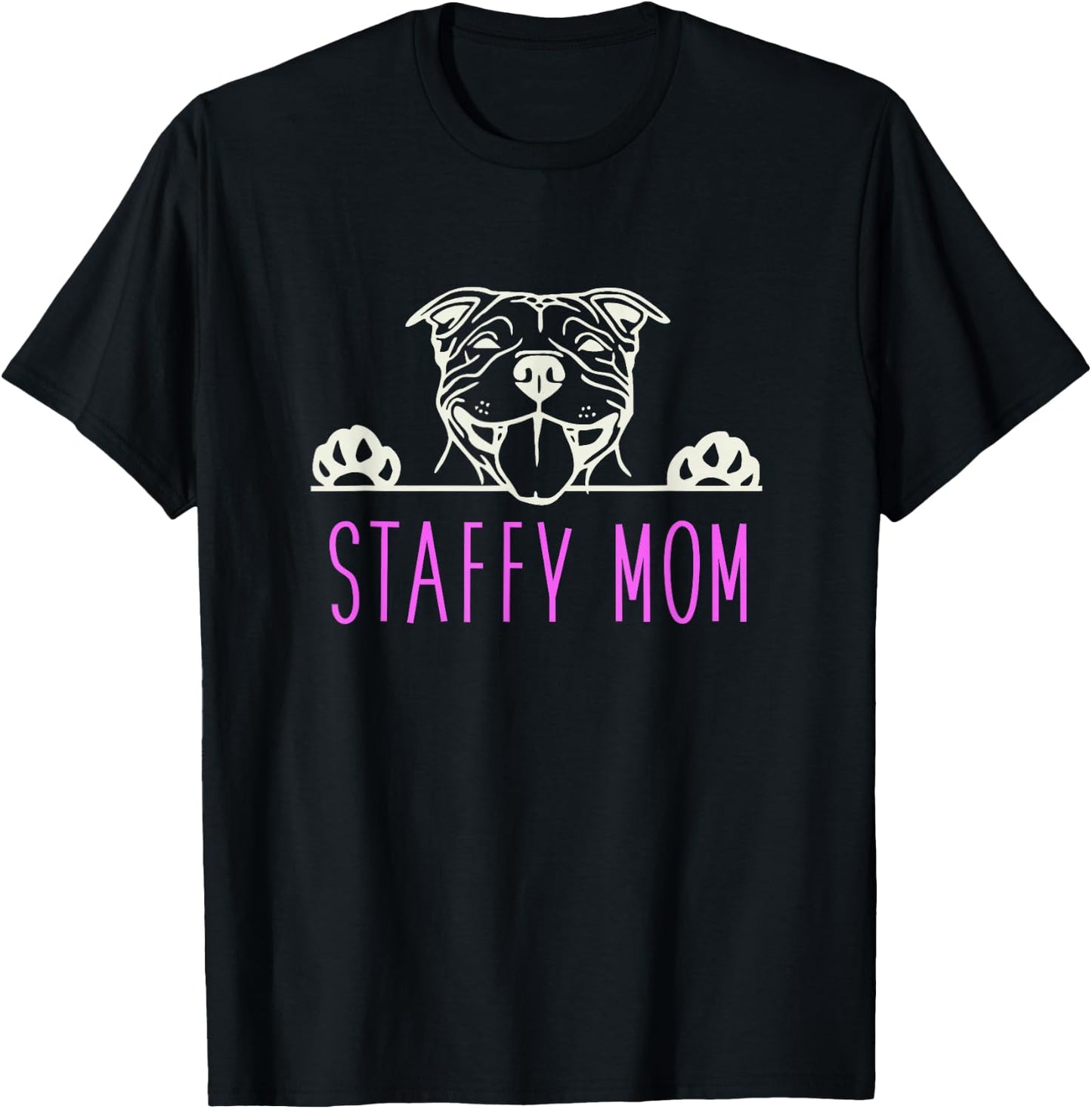 Staffy Mom with Staffordshire Bull Terrier Dog T-Shirt - T-Shirt | Black