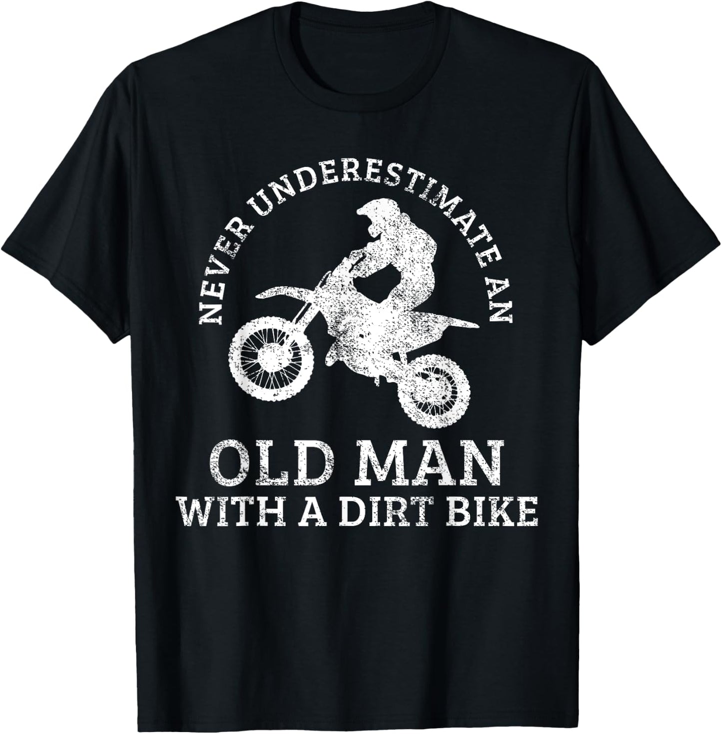 Motocross Dirt Bike Biking Grandpa Old Man Vintage T-Shirt - T-Shirt | Black