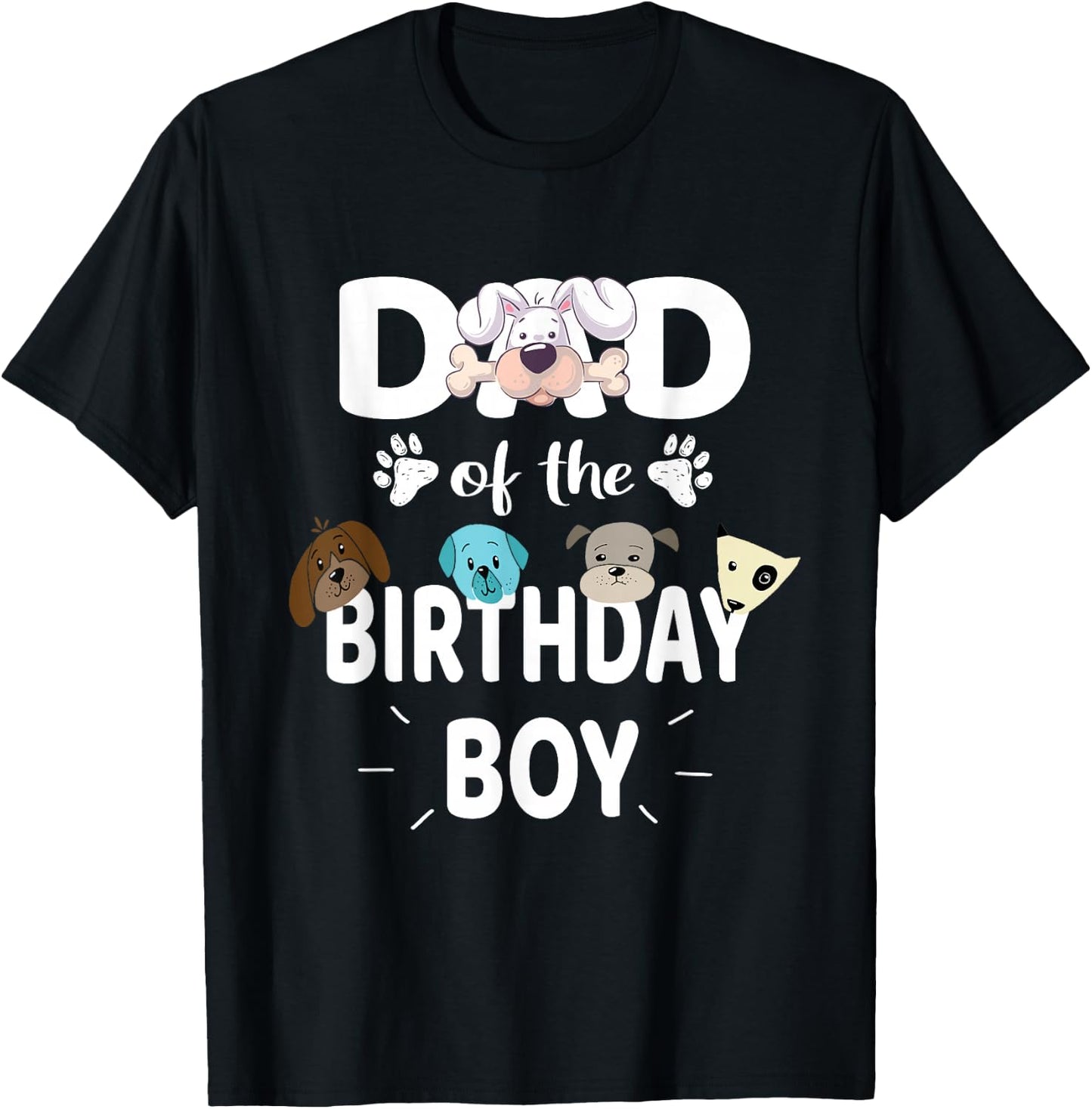 Dad Of The Birthday Boy Dog Lover Party Puppy Theme T-Shirt - T-Shirt | Black