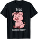 Pigs Make Me Happy Farmer Swine Pig Women Cute Pig T-Shirt - T-Shirt | Black