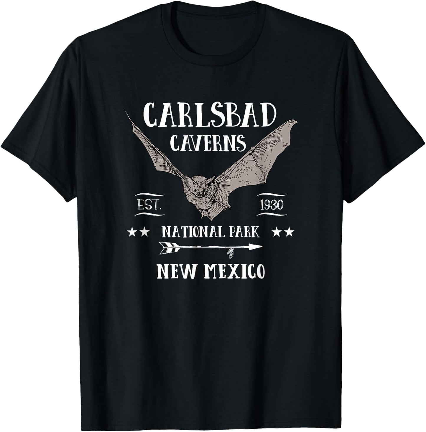 CARLSBAD CAVERNS NATIONAL PARK bat design souvenir gift T-Shirt - T-Shirt | Black