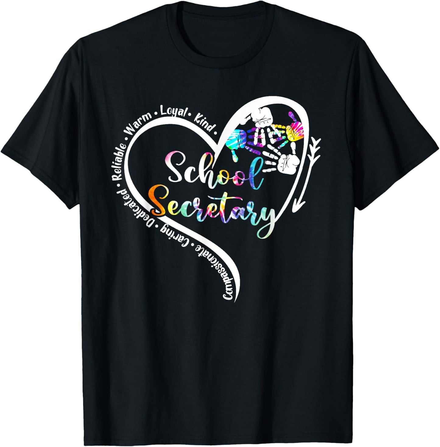 Tie Dye Heart School Secretary Life Cute Back to school T-Shirt - T-Shirt | Black