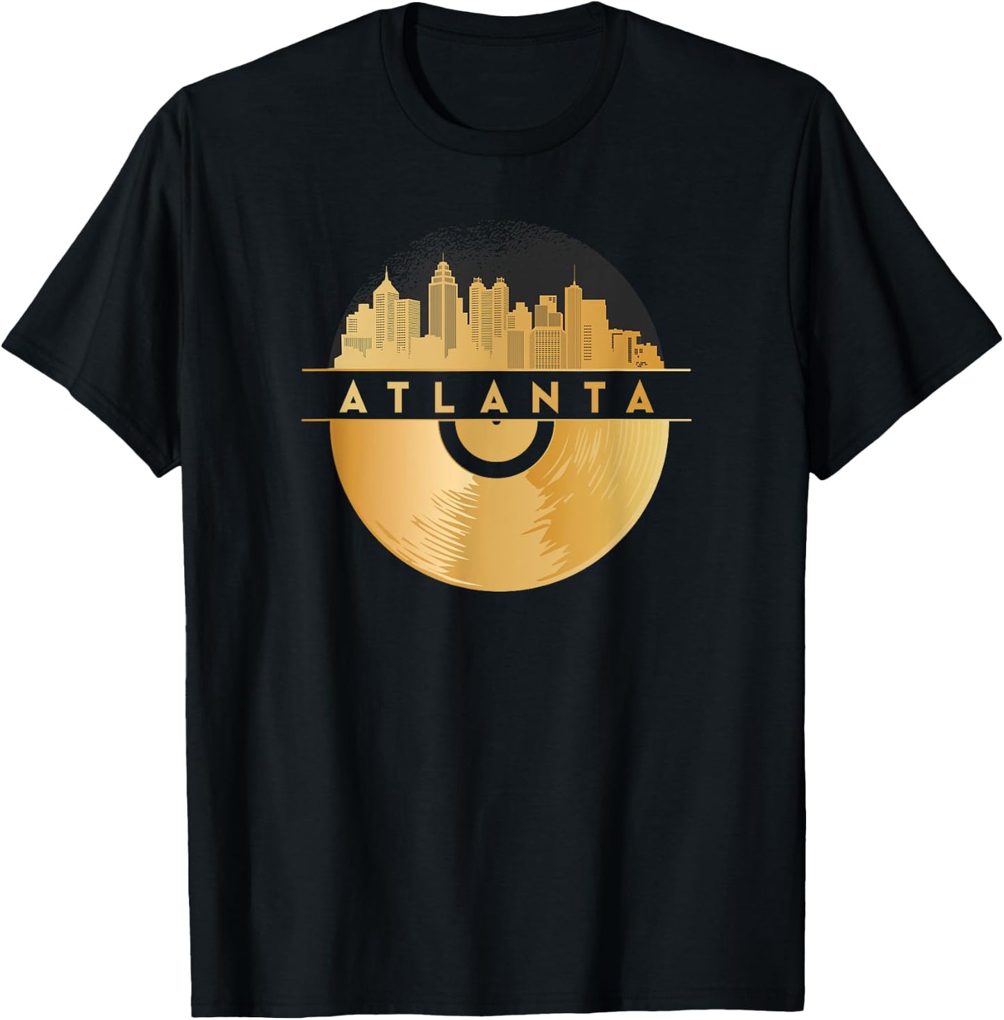 Vinyl-Record-Player Disco-Music Skyline-Atlanta T-Shirt - T-Shirt | Black