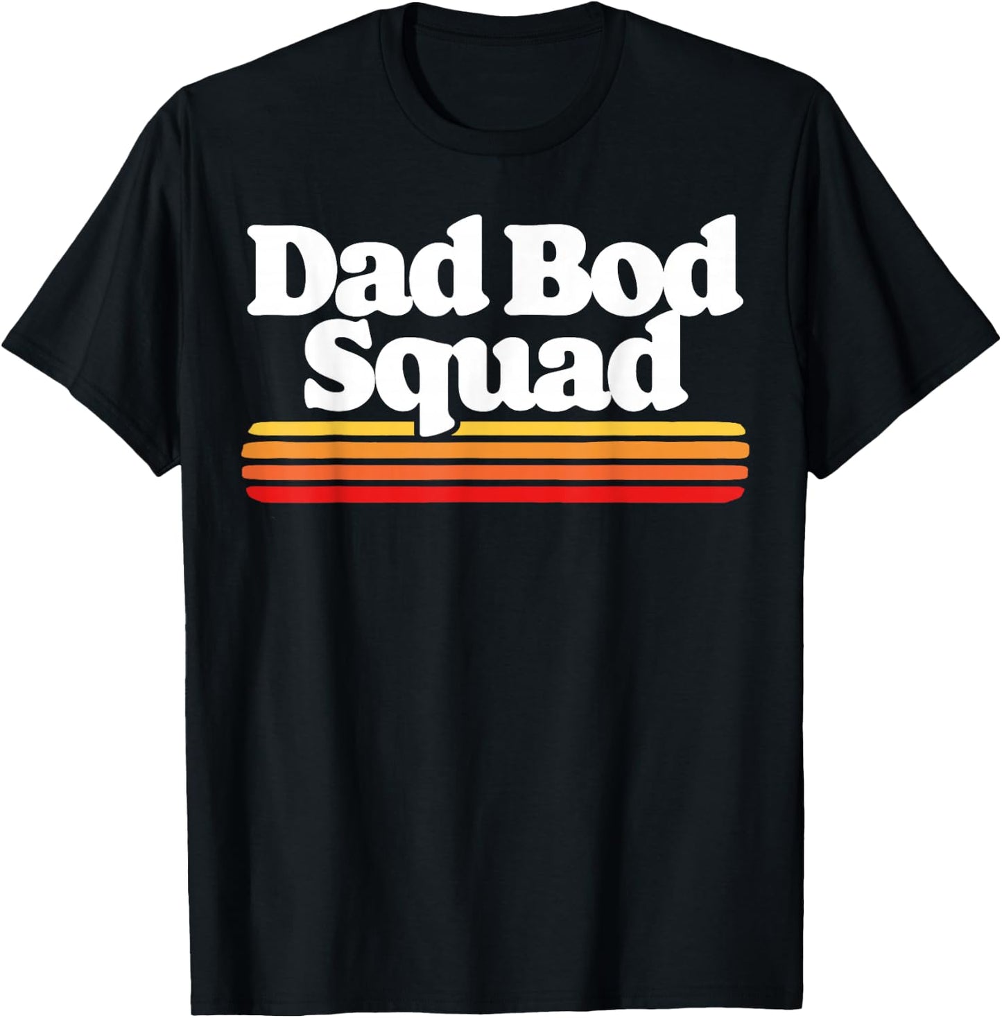 Dad BOD Squad! Funny Posing Fathers Day Vintage Sunset 80s T-Shirt - T-Shirt | Black