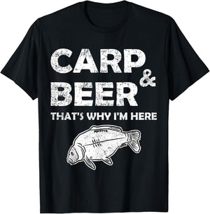Gift Carp Angler - Carp And Beer That's Why I'm Here T-Shirt - T-Shirt | Black