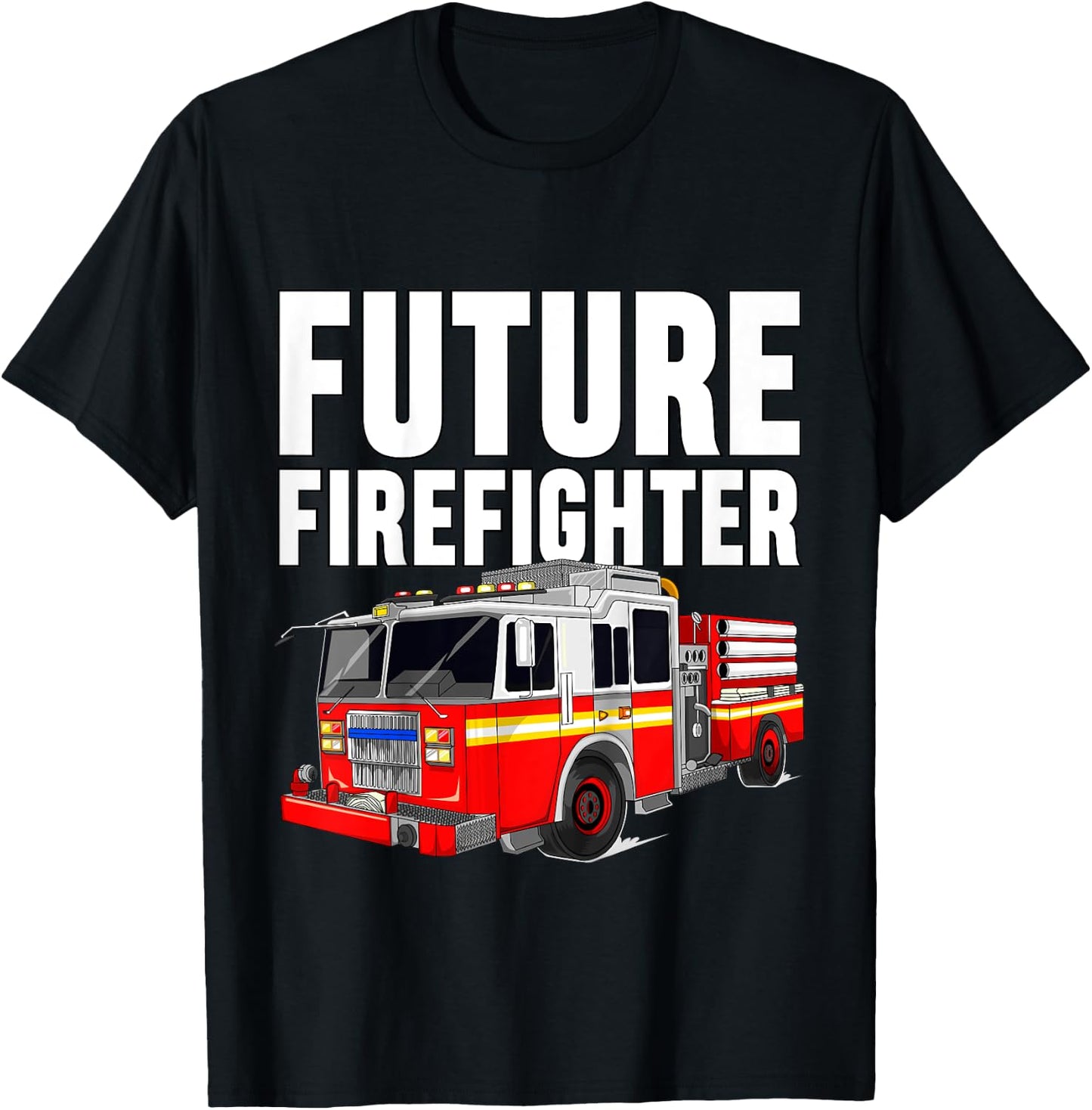 Kids Future Firefighter Fire Truck Theme Birthday Boy Toddler T-Shirt - T-Shirt | Black