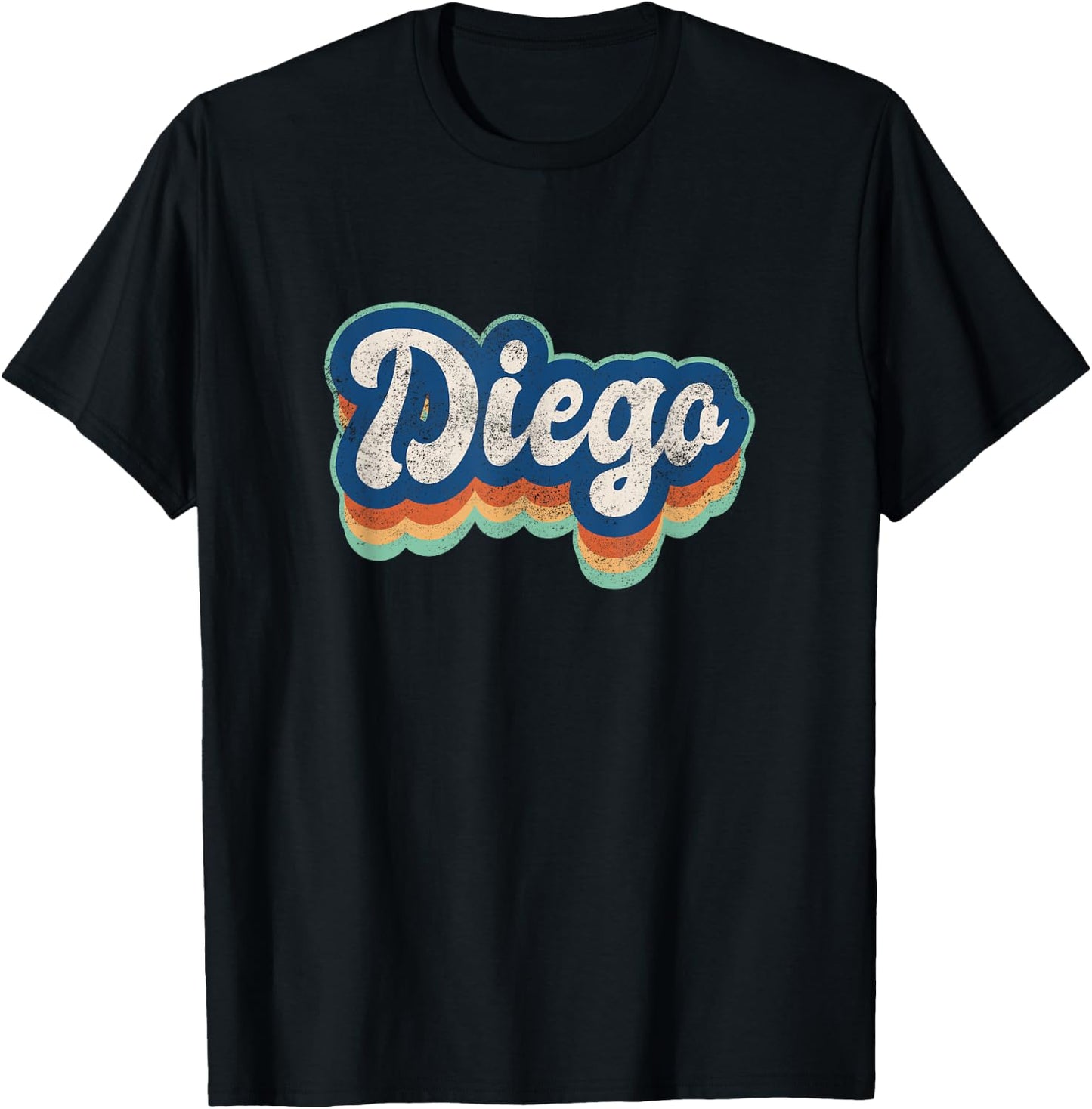 Diego First Name Boy Vintage Style 70s 80s Personalized T-Shirt - T-Shirt | Black