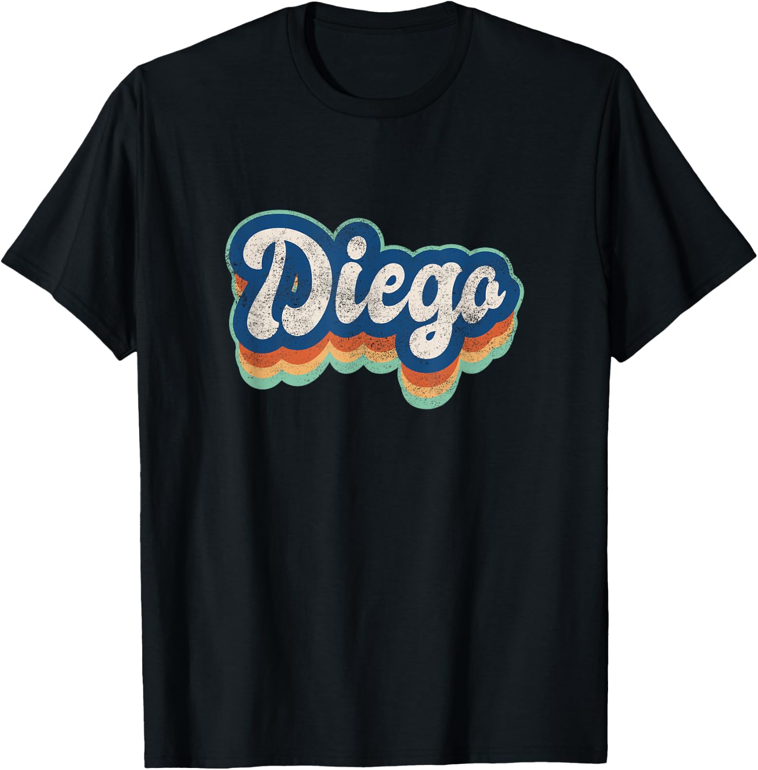 Diego First Name Boy Vintage Style 70s 80s Personalized T-Shirt - T-Shirt | Black