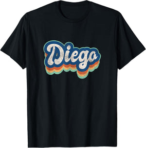 Diego First Name Boy Vintage Style 70s 80s Personalized T-Shirt - T-Shirt | Black