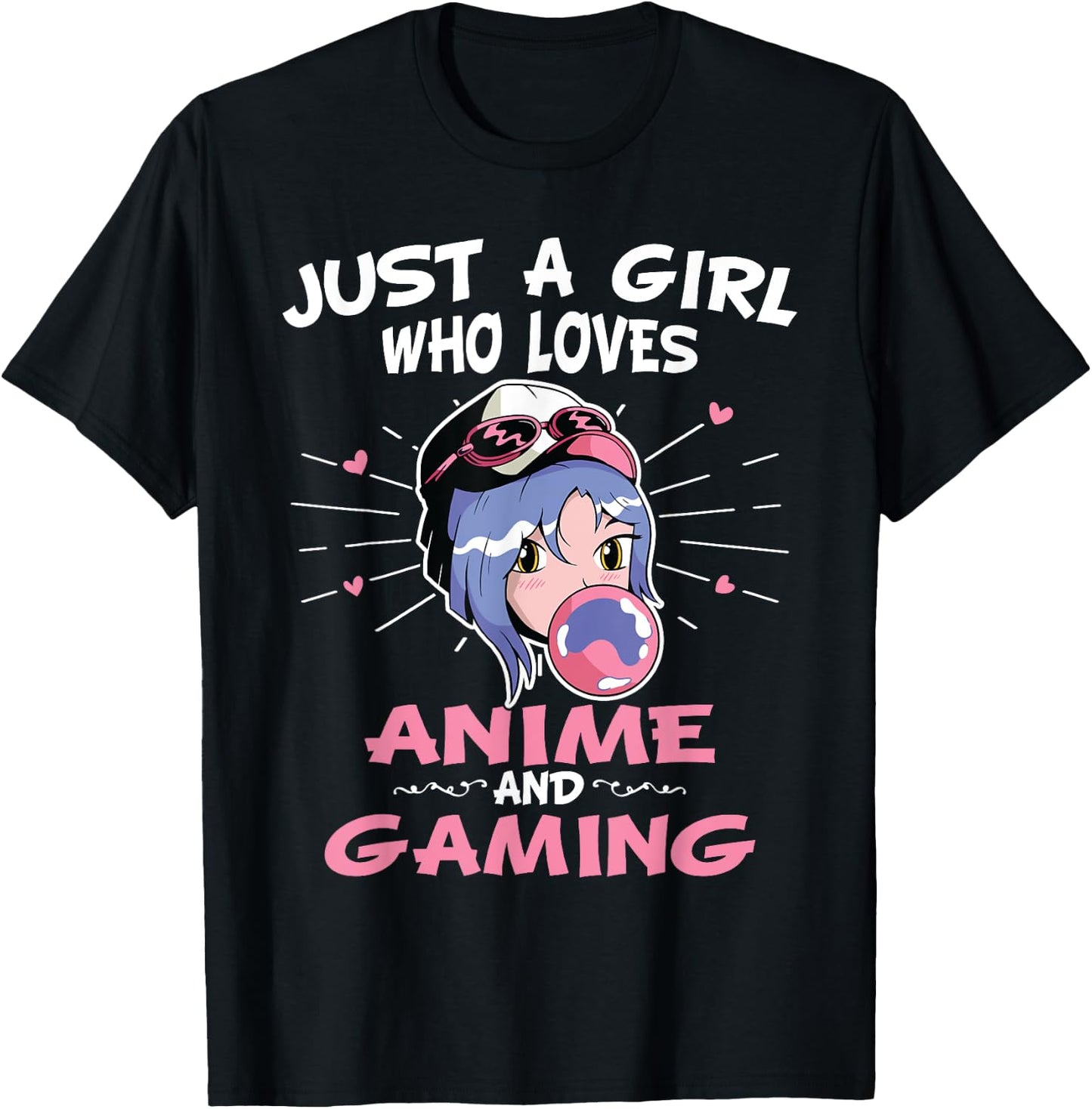 Just A Girl Who Loves Anime And Gaming Manga Animation T-Shirt - T-Shirt | Black