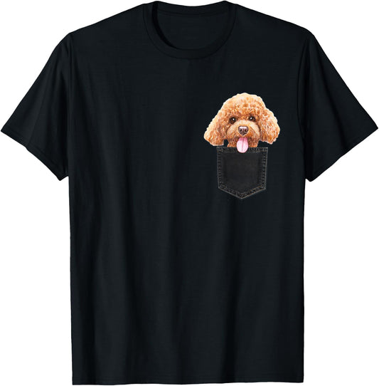 POODLE In A Pocket Cute Puppy Dog Owner Gift T-Shirt - T-Shirt | Black