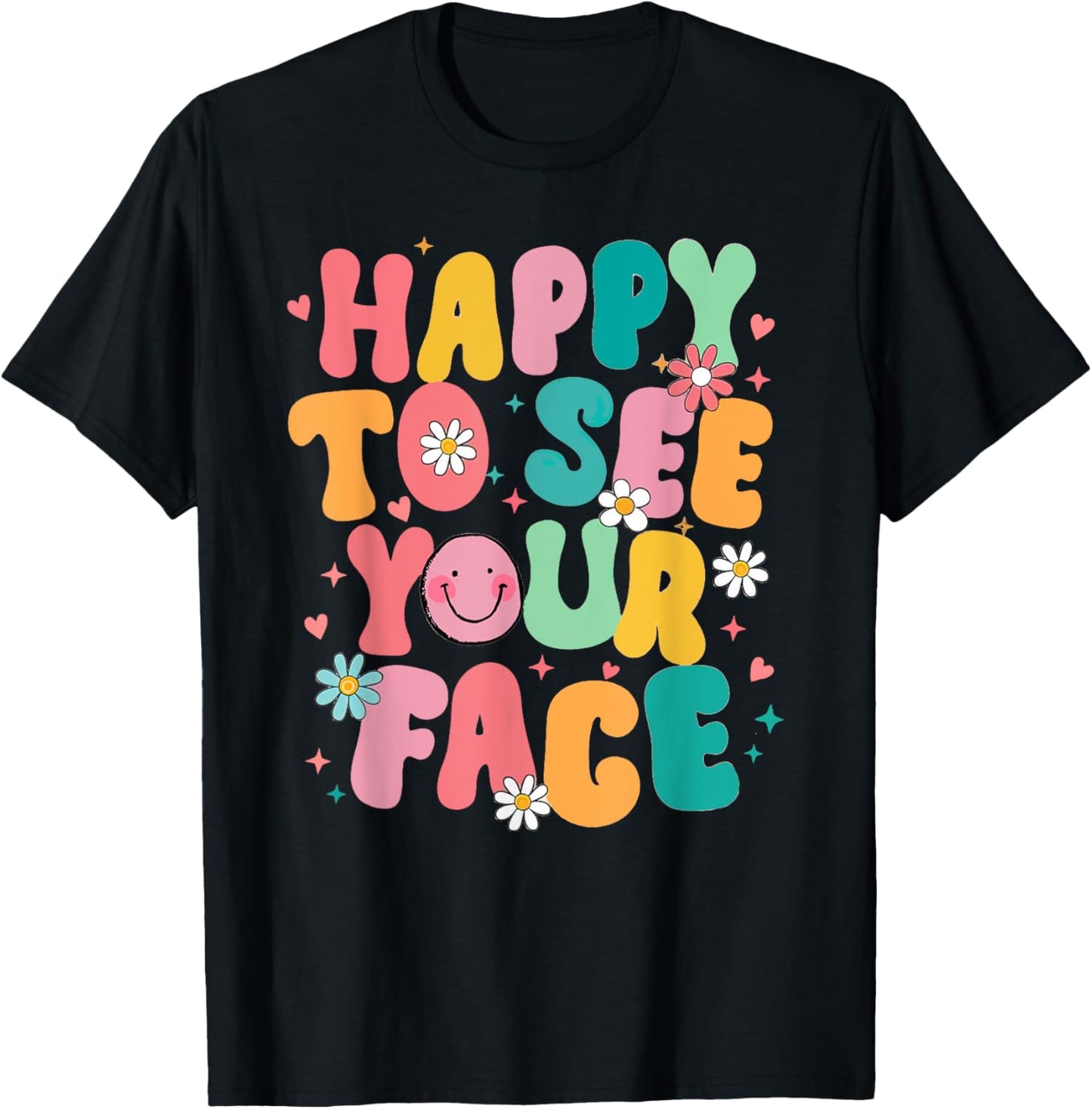 Happy To See Your Face Teacher Disco Ball Back To School T-Shirt - T-Shirt | Black