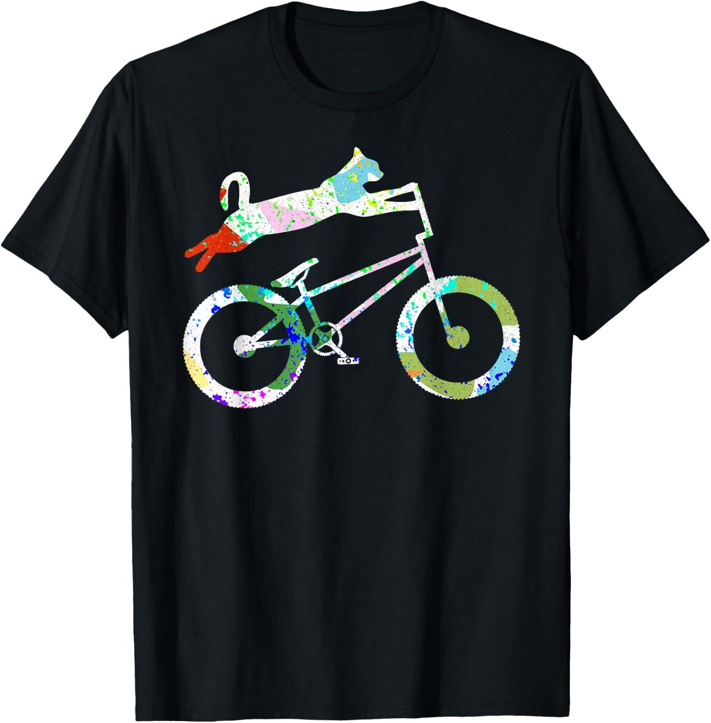 Cat On BMX Bike Kitten Lover Bike Cycling Bicycle Gift T-Shirt - T-Shirt | Black