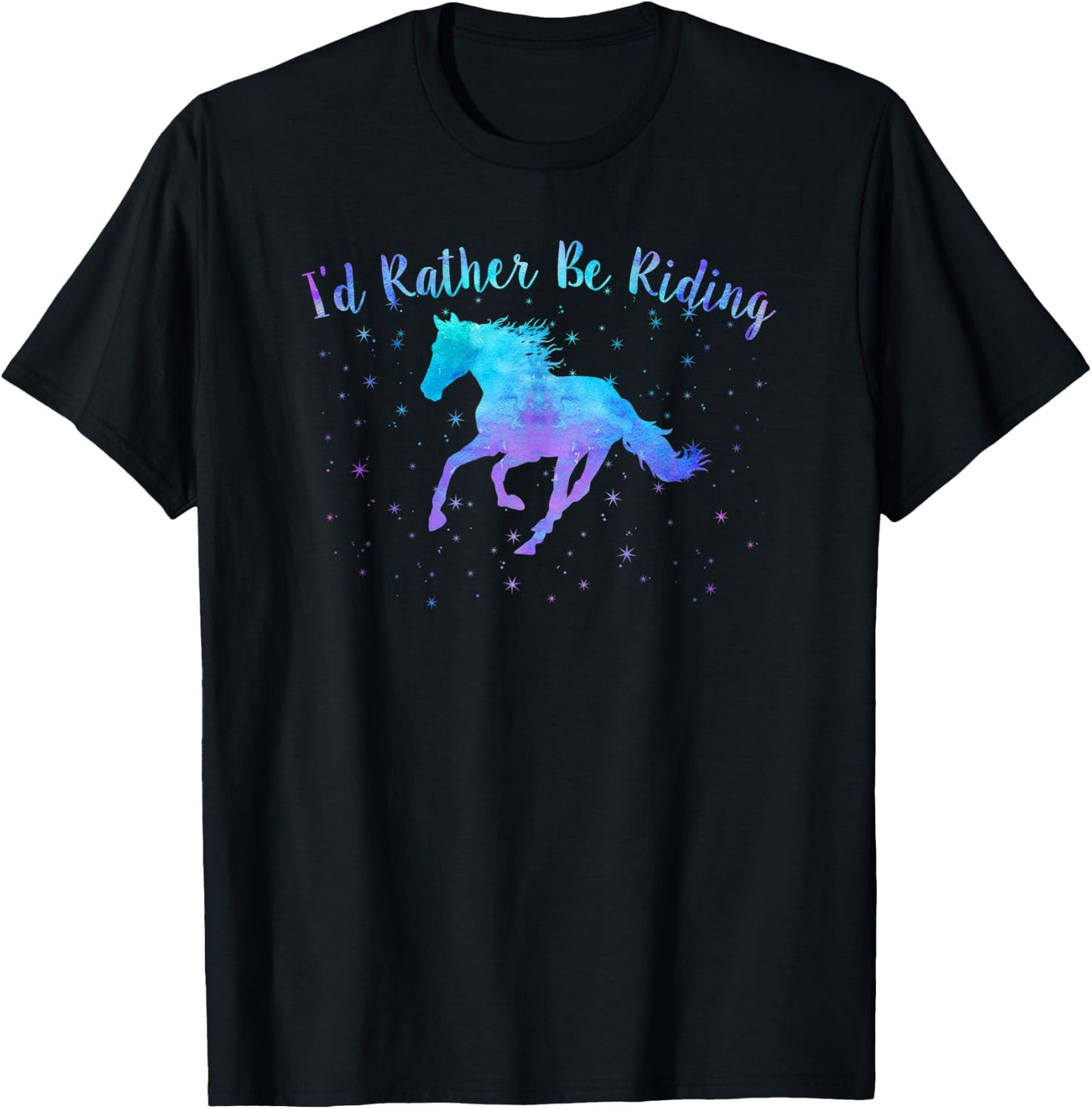I'D RATHER BE RIDING Horses Teen Girls Women Equestrian Mom T-Shirt - T-Shirt | Black