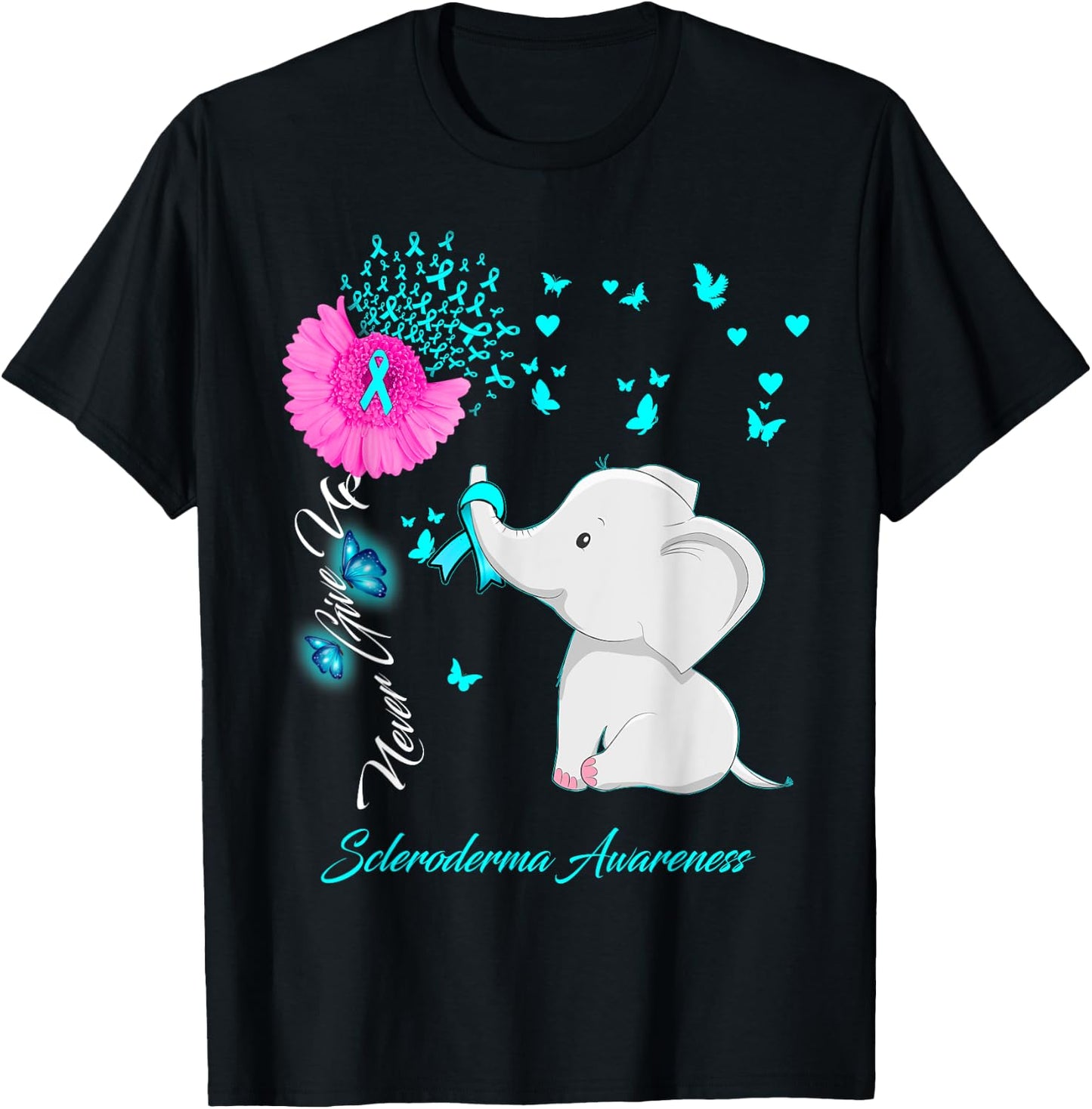 Elephant Scleroderma Awareness - Scleroderma Ribbon Gifts T-Shirt - T-Shirt | Black