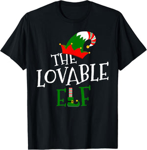 The Lovable Elf Family Matching Group Gift Christmas Costume T-Shirt - T-Shirt | Black